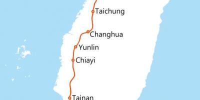 Тайваньскай высакахуткасны чыгуначнай маршрут на карце